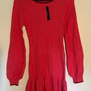 Lulu's Pink Cable Knit Sweater Dress